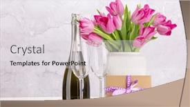  Presentation with tulip - Presentation consisting of fresh-pink-tulip-flowers-bouquet background and a light gray colored foreground