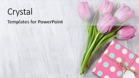  Presentation with pink flowers - Theme having fresh pink tulip flowers background and a sky blue colored foreground