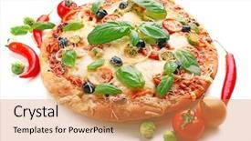  Presentation with pizza - Beautiful PPT layouts featuring fresh pizza isolated on white backdrop and a coral colored foreground