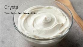  Presentation with bowl - Beautiful PPT theme featuring fresh-plain-creme-fraiche backdrop and a light gray colored foreground