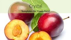  Presentation with green fresh food - Presentation theme consisting of fresh-plum-in-cut background and a yellow colored foreground
