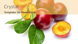  Presentation with green fresh food - PPT layouts enhanced with fresh-plum-in-cut background and a yellow colored foreground