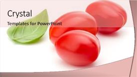  Presentation with tomato - Amazing PPT theme having fresh plum tomato with basil backdrop and a coral colored foreground