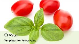  Presentation with tomato - Theme with fresh plum tomato with basil background and a yellow colored foreground