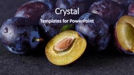  Presentation with helva fresh sliced halva - Slide set featuring fresh plums and plums slices background and a wine colored foreground