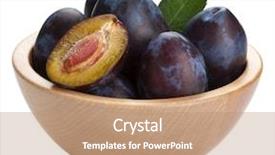  Presentation with bowl - Theme with fresh plums in bowl isolated background and a  colored foreground