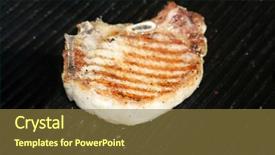  Presentation with steak and pork chops - Audience pleasing presentation theme consisting of fresh pork chops being grilled backdrop and a  colored foreground