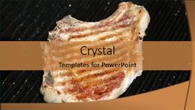  Presentation with grilled - Audience pleasing PPT theme consisting of fresh pork chops being grilled backdrop and a  colored foreground