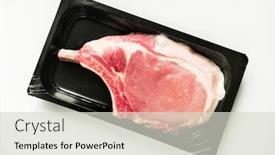  Presentation with plastic packaging - Slide set consisting of fresh-pork-loin-in-plastic background and a soft green colored foreground