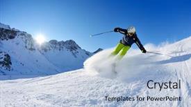  Presentation with cocaine drug powder and lines - Audience pleasing PPT theme consisting of fresh powder snow with sun backdrop and a  colored foreground