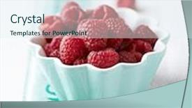  Presentation with healthy nutrition - Audience pleasing PPT theme consisting of fresh raspberries on a ceramic bowl symbolic image concept for healthy nutrition bright background close up backdrop and a sky blue colored foreground