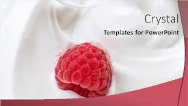  Presentation with cream - PPT theme consisting of fresh-raspberry-in-the-yoghurt background and a sky blue colored foreground