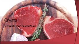  Presentation with thyme - Cool new presentation design with fresh raw beef fillet medallions with thyme twig on wooden plate isolated over white background backdrop and a red colored foreground