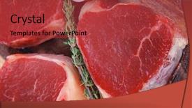  Presentation with white plate - Colorful presentation design enhanced with fresh raw beef fillet medallions backdrop and a red colored foreground