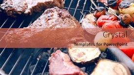  Presentation with charcoal - Theme featuring fresh raw beef fillet steak red meat with tomatoes and eggplant on skewers on big round barbecue brazier grid full with ready charcoal background and a coral colored foreground