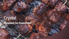  Presentation with charcoal - Presentation design having fresh raw beef fillet steak red meat brisket on skewers barbecue brazier grid full burned charcoal background and a tawny brown colored foreground
