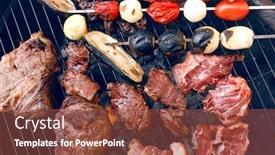  Presentation with charcoal - Cool new presentation design with fresh raw beef fillet steak red meat with tomatoes and eggplant on skewers on big round barbecue brazier grid full with ready charcoal backdrop and a tawny brown colored foreground