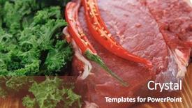  Presentation with fresh meat - Slide deck featuring fresh-raw-beef-meat-fillet background and a tawny brown colored foreground