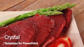  Presentation with fresh meat - Beautiful slides featuring fresh-raw-beef-meat-steak backdrop and a tawny brown colored foreground
