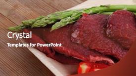  Presentation with fresh meat - Presentation design enhanced with fresh raw beef meat steak background and a tawny brown colored foreground