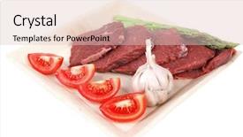  Presentation with fresh meat - Beautiful slide set featuring fresh raw beef meat steak fillet on wooden plate with asparagus and tomatoes ready to prepare isolated over white background backdrop and a lemonade colored foreground