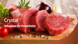  Presentation with cutting board - Colorful slides enhanced with fresh raw beef on cutting backdrop and a crimson colored foreground