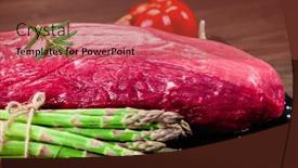  Presentation with beef - PPT theme consisting of fresh-raw-beef-sirloin background and a tawny brown colored foreground