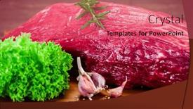  Presentation with beef - PPT theme having fresh-raw-beef-sirloin background and a coral colored foreground