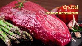  Presentation with beef - Slides consisting of fresh-raw-beef-sirloin background and a tawny brown colored foreground