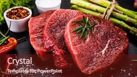  Presentation with steaks - PPT theme enhanced with fresh raw beef steaks background and a tawny brown colored foreground