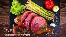  Presentation with steaks - Audience pleasing PPT layouts consisting of fresh-raw-beef-steaks backdrop and a tawny brown colored foreground