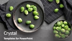  Presentation with brussel - Beautiful PPT layouts featuring fresh raw brussel sprout backdrop and a dark gray colored foreground