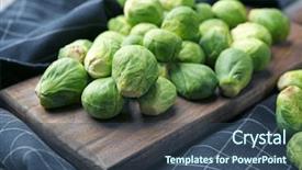  Presentation with brussels - PPT theme consisting of fresh raw brussels sprout background and a ocean colored foreground