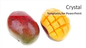  Presentation with mango - Amazing PPT theme having fresh raw carved mango isolated over white background backdrop and a white colored foreground