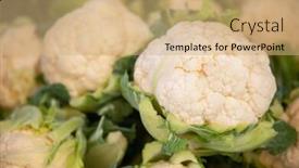  Presentation with cauliflower - PPT theme featuring fresh-raw-cauliflower-sold background and a coral colored foreground