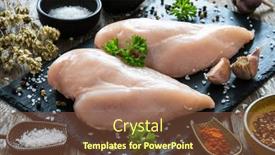  Presentation with cutting board - Presentation theme having fresh-raw-chicken-breasts and a tawny brown colored foreground