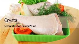  Presentation with green plate - Audience pleasing PPT theme consisting of fresh raw chicken drumstick backdrop and a lemonade colored foreground