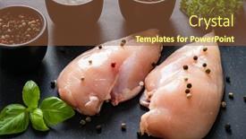  Presentation with cutting board - Theme with fresh-raw-chicken-fillet background and a tawny brown colored foreground