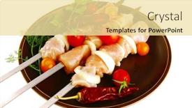  Presentation with chicken little chicks - Colorful PPT theme enhanced with fresh raw chicken kebabs served on dark plate backdrop and a blonde colored foreground