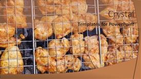  Presentation with fresh meat - Presentation design consisting of fresh-raw-chicken-meat-holder background and a coral colored foreground