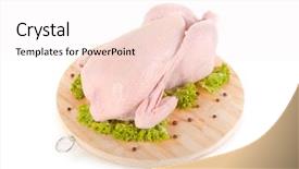  Presentation with chicken - Presentation theme with fresh raw chicken on wooden background and a sky blue colored foreground
