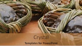  Presentation with crab - Presentation consisting of fresh-raw-chinese-mitten-crab background and a coral colored foreground