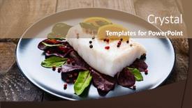  Presentation with lemon - Slide set featuring fresh-raw-cod-with-vegetable background and a coral colored foreground