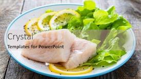  Presentation with leaves - Amazing slides having fresh-raw-cod-with-vegetable backdrop and a coral colored foreground