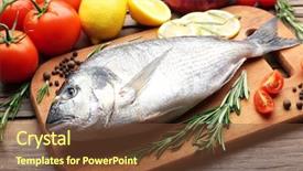  Presentation with raw meat - Slides enhanced with fresh raw fish and food background and a tawny brown colored foreground