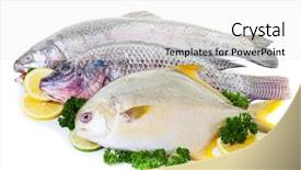  Presentation with lemon lime - Amazing slide deck having fresh raw fish display backdrop and a white colored foreground