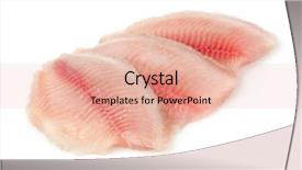  Presentation with fish - Theme consisting of fresh raw fish fillet isolated background and a coral colored foreground