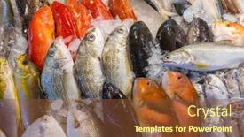  Presentation with fish - Theme enhanced with fresh-raw-fish-selling background and a tawny brown colored foreground
