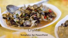 Presentation with clam - PPT layouts with fresh-raw-fry-clam-dish background and a yellow colored foreground