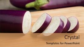  Presentation with eggplant - Colorful slide set enhanced with fresh raw japanese purple eggplant backdrop and a coral colored foreground